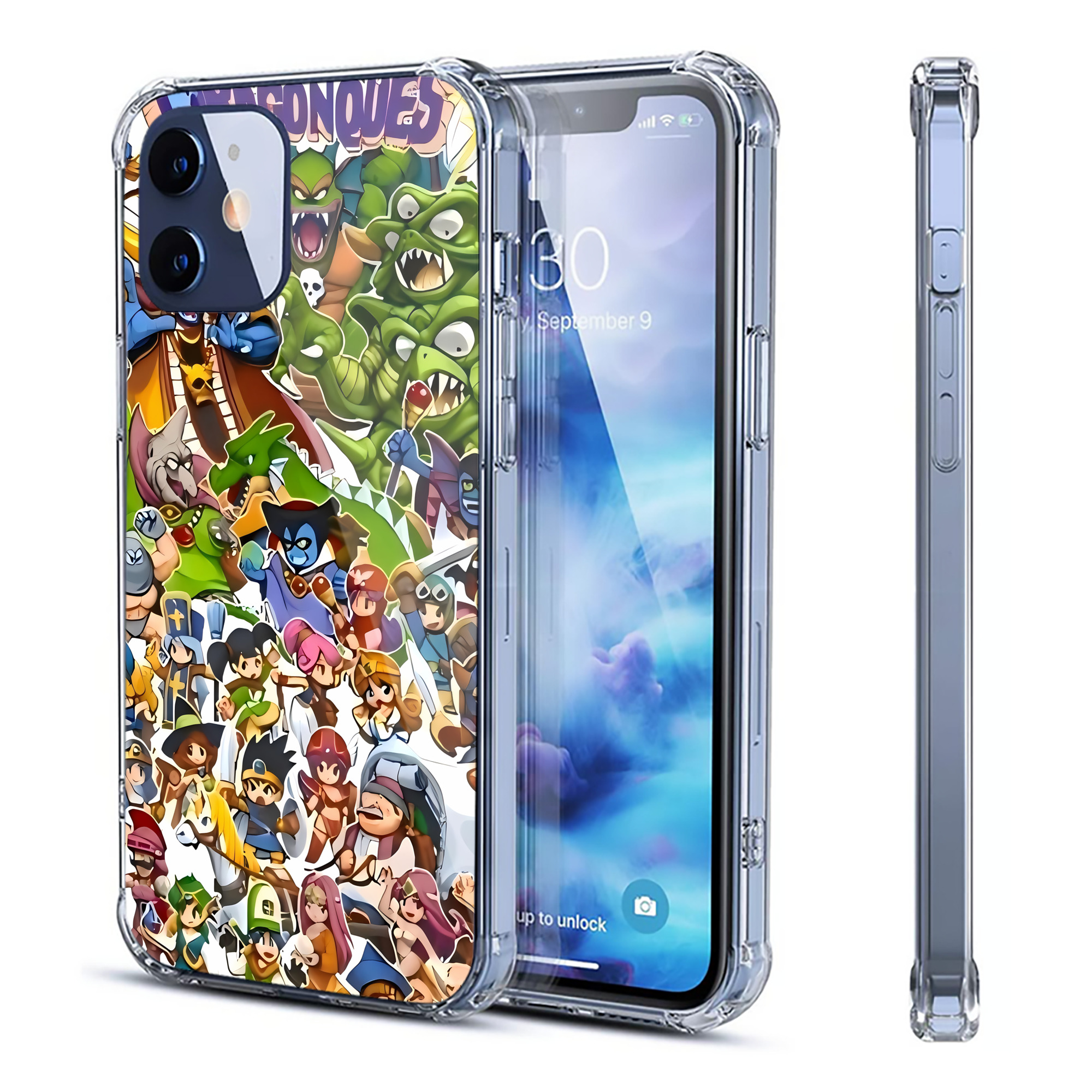 （画像用） ドラゴンクエスト Doragon Kuesuto Dragon Quest 【iPhone 12シリーズ対応】透明スマホケース（クリアソフトケース）